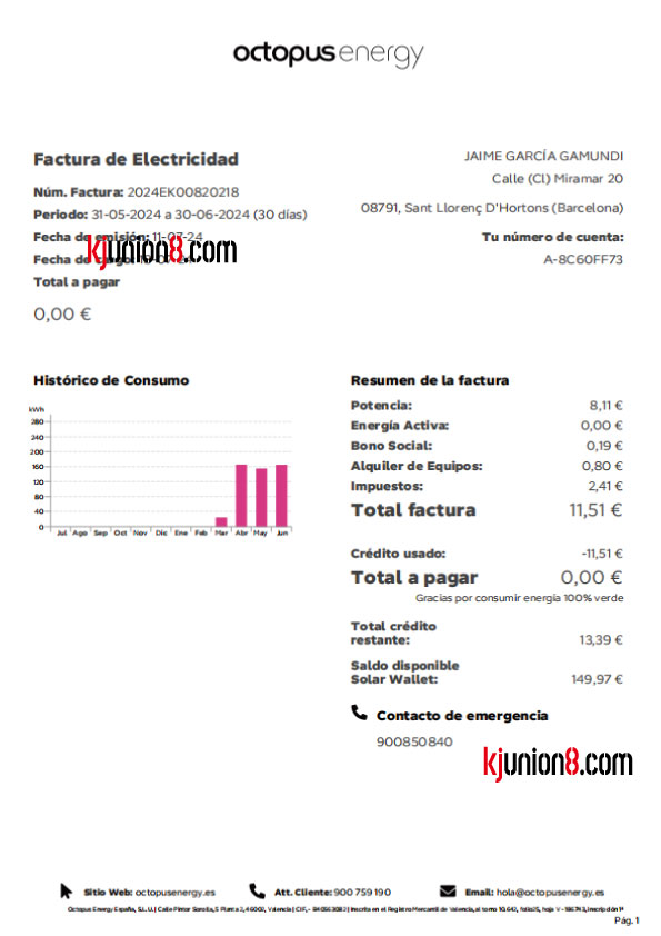 西班牙电费账单