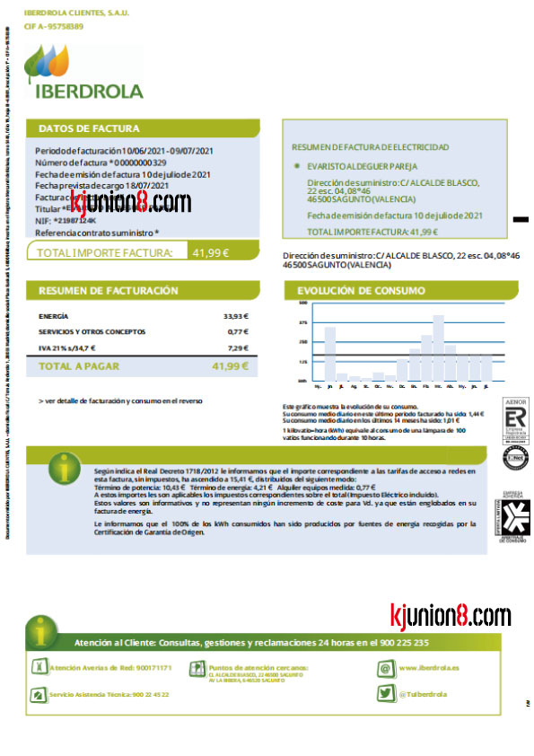 西班牙电力账单