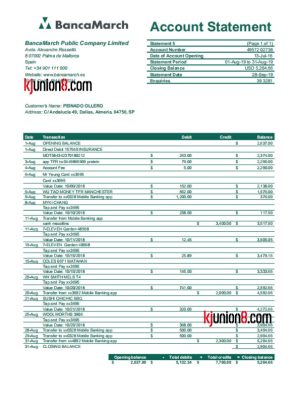 xi-ban-yayin-hang-dui-zhang-dan 西班牙银行对账单模板,用于亚马逊地址申诉证明