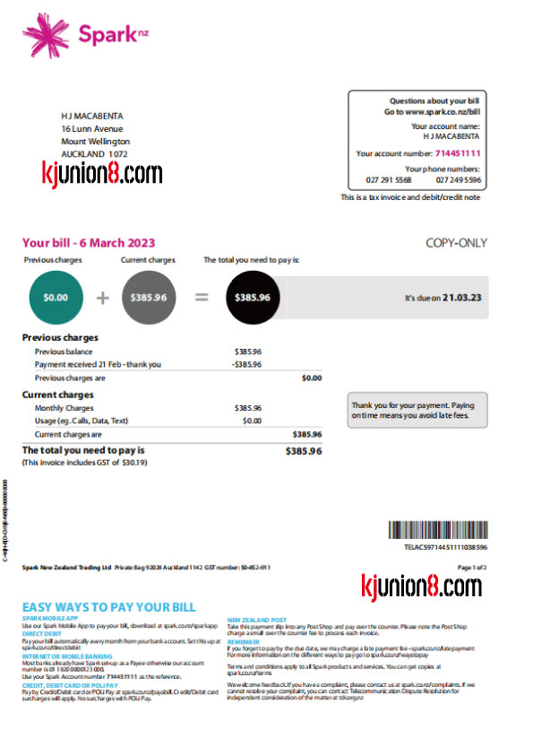 xin-xi-lan-tong-xin-zhang-dan 新西兰通信账单