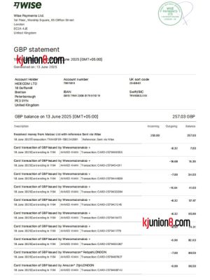 英镑账户对账单