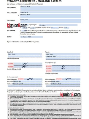英格兰租赁合同模板用于亚马逊地址申诉证明